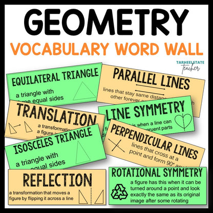 Geometry Resource BUNDLE Mastery Worksheets, Vocabulary Activities, Games, Word Wall