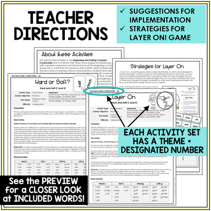 Teacher directions and suggestions for implementation, Hard and Soft C and G