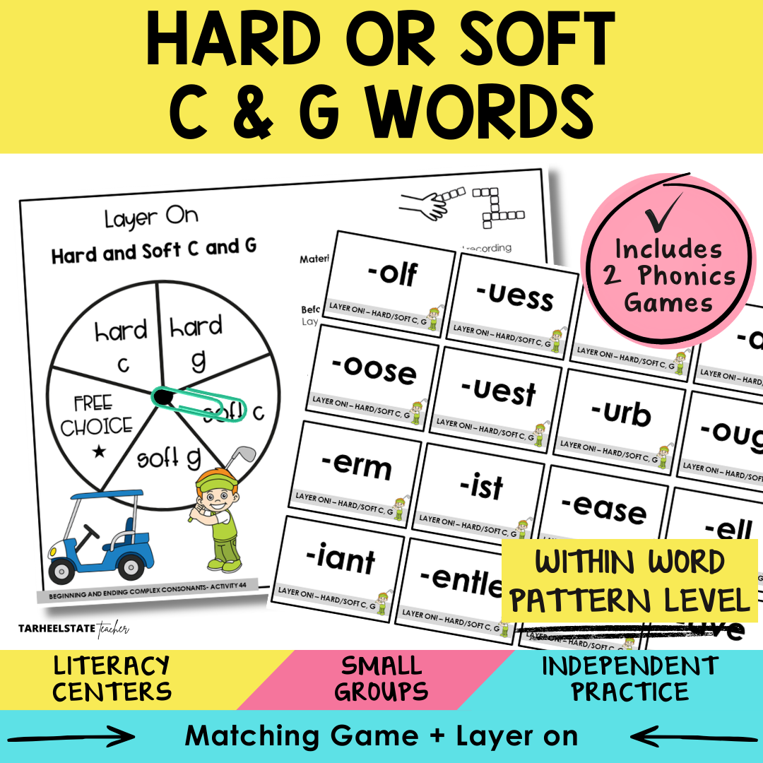 Hard or Soft C & G Words Sort 44 Within Word Pattern Games cover