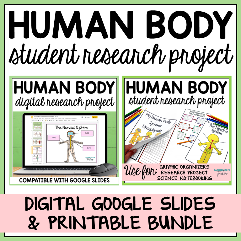 Human body systems student research project in print and digital