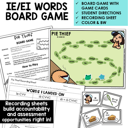 Pie Thief game board, cards, and directions