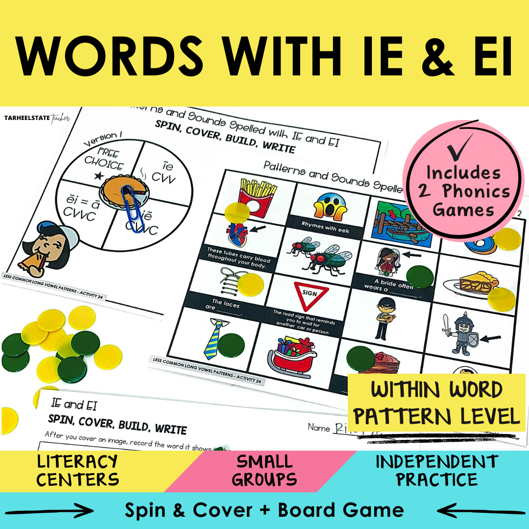 Words with IE & EI Sort 24 Within Word Pattern Games cover