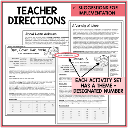 Teacher directions and ideas for extending the picture boards