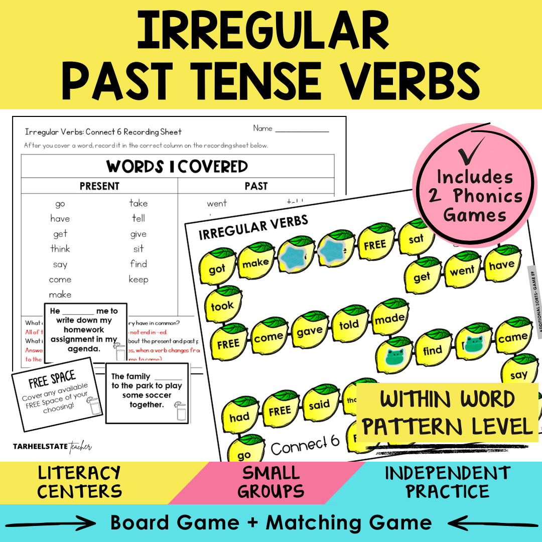 Irregular Past Tense Verbs Sort 59 Within Word Pattern Games cover
