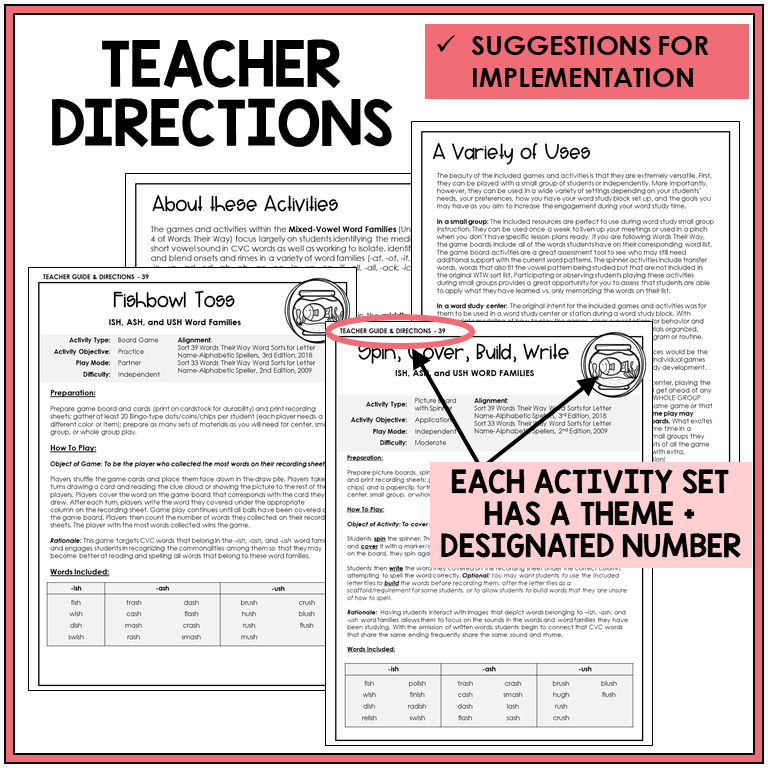 Teacher directions and ideas for extending the picture boards