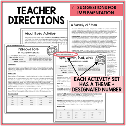 Teacher directions and ideas for extending the picture boards