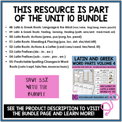 Derivational Relations Unit 10 bundle contents