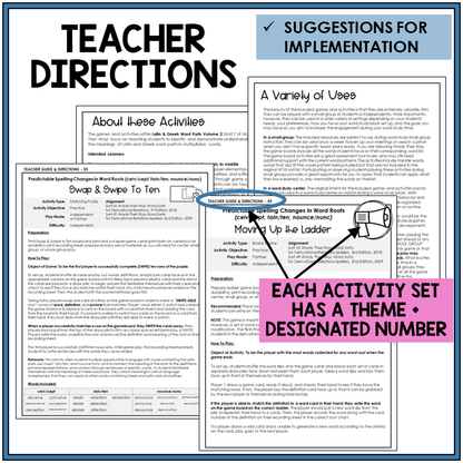 Teacher directions and suggestions for implementation