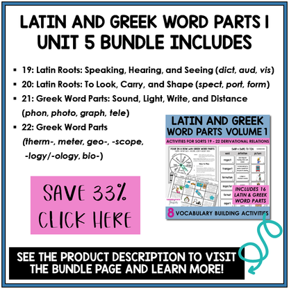 Derivational Relations Unit 5 bundle contents