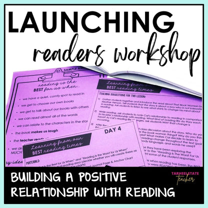 Launch Readers Workshop with minilessons, anchor charts, journal prompts & reading quotes. Help grades 3–6 students want to read independently and build a reading life from day one.