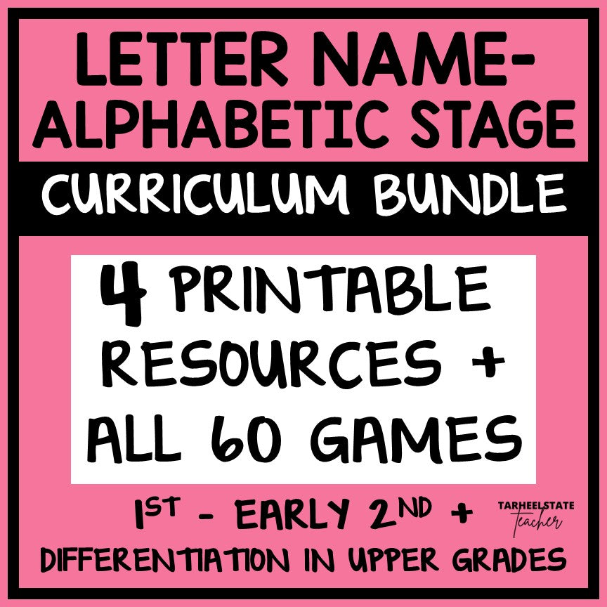 Spelling activities, worksheets, games, and resources for the classroom and at-home practice for spellers in the Letter Name-Alphabetic stage.