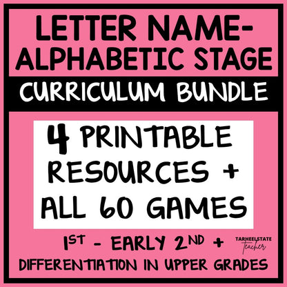 Spelling activities, worksheets, games, and resources for the classroom and at-home practice for spellers in the Letter Name-Alphabetic stage.