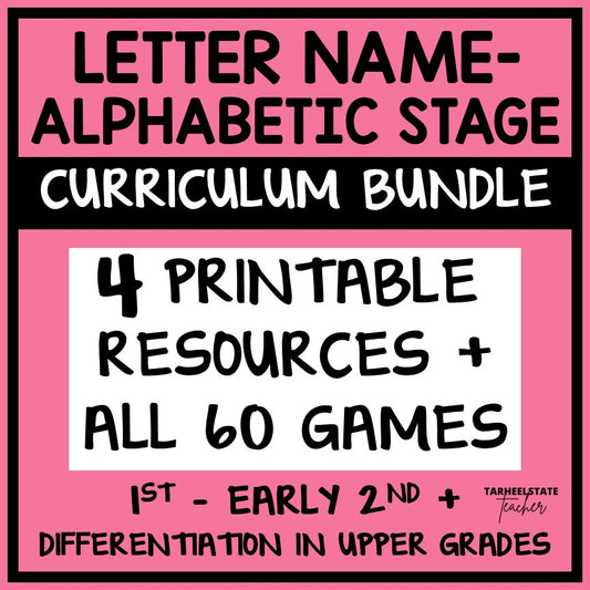 Spelling activities, worksheets, games, and resources for the classroom and at-home practice for spellers in the Letter Name-Alphabetic stage.