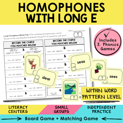 Homophones with Long E Sort 51 Within Word Pattern Games cover