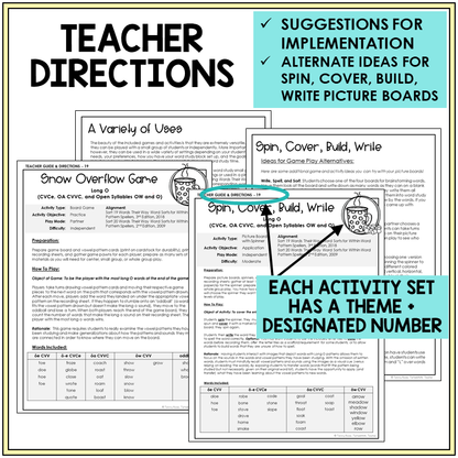 Teacher directions for Long O games