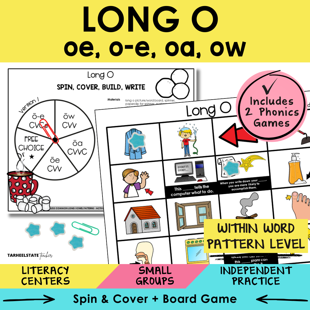 Long O OE, O-E, OA, OW Sort 19 Within Word Pattern Games cover