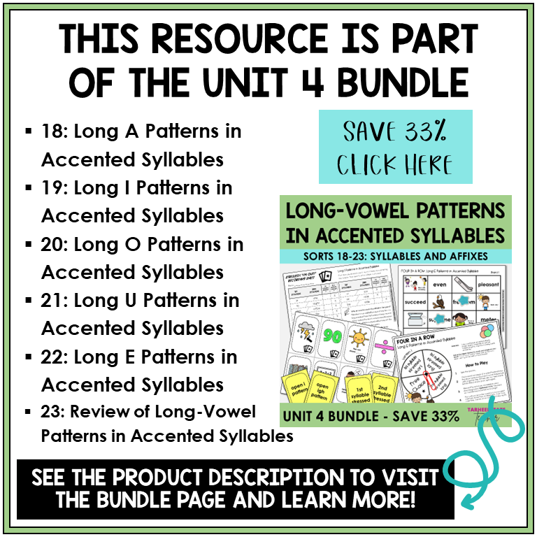 Syllables and Affixes Unit 4 bundle contents