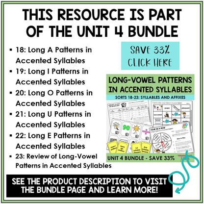 Syllables and Affixes Unit 4 bundle contents