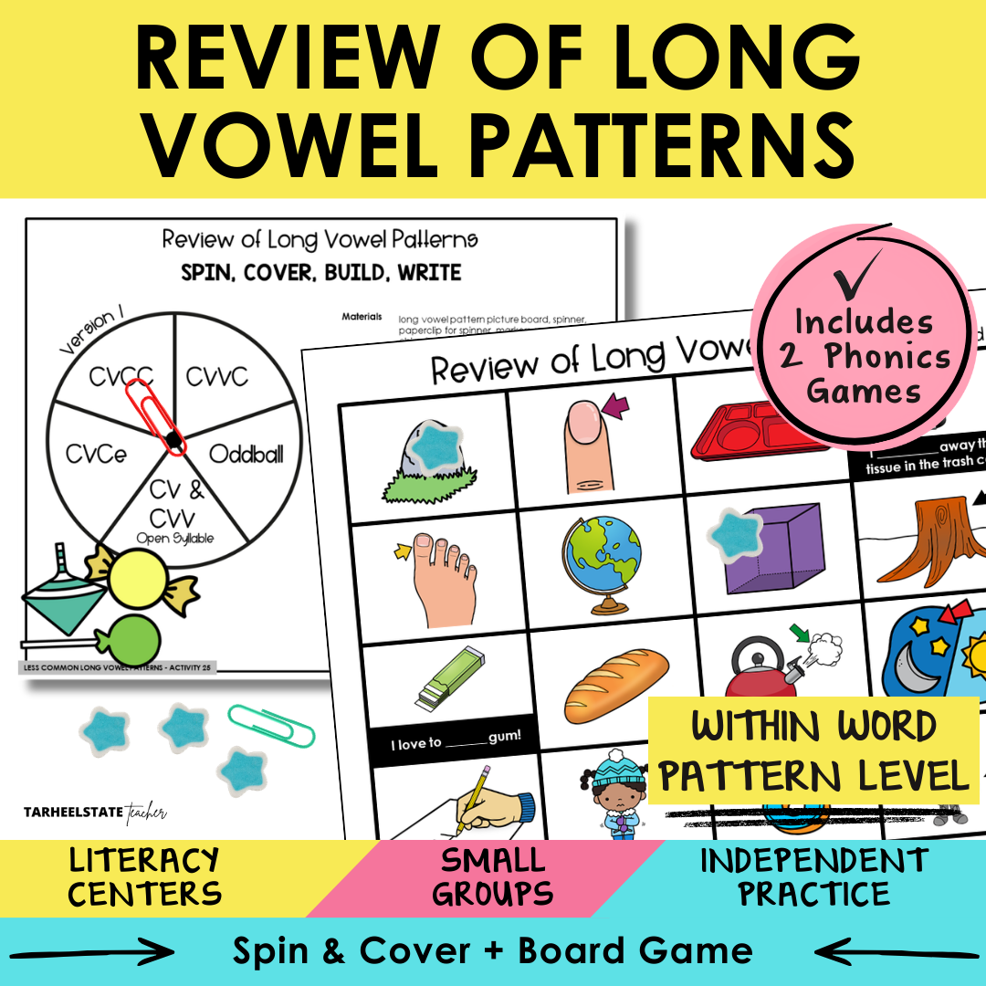 Review of Long Vowel Patterns Sort 25 Within Word Pattern Games cover
