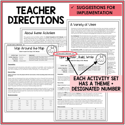 Teacher directions and ideas for extending the picture boards