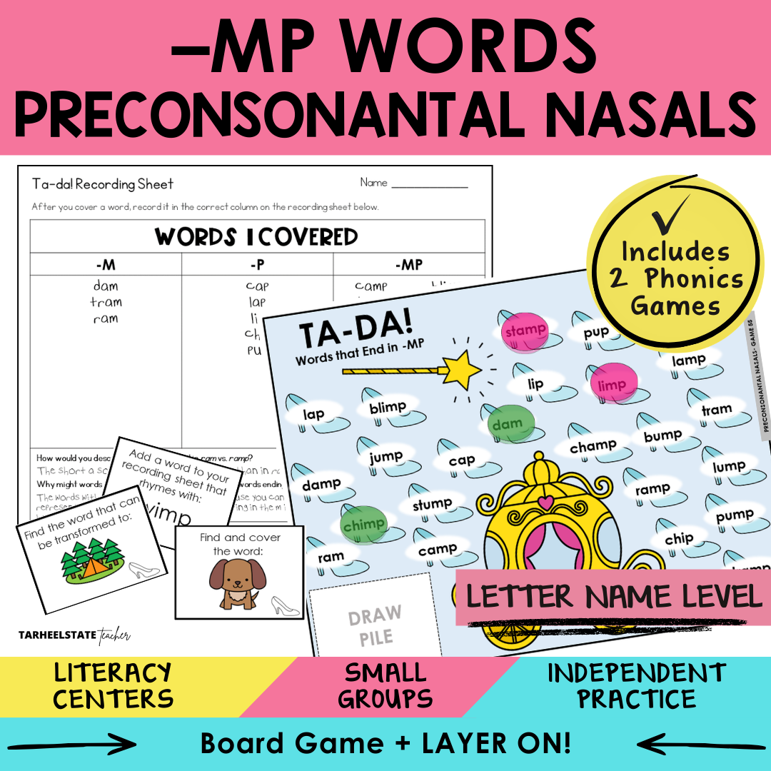 -MP Words Preconsonantal Nasals Sort 55 Letter Name Games cover