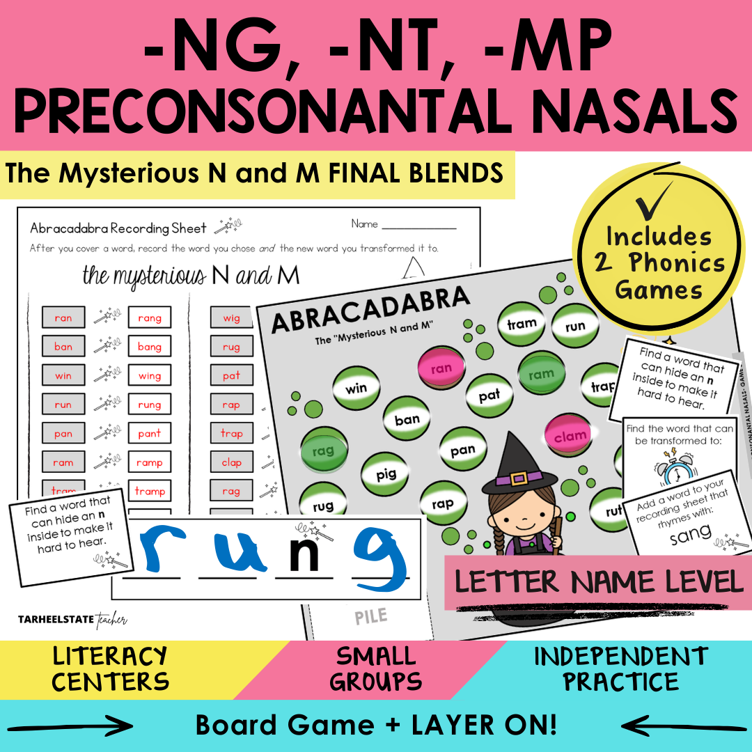 -NG, -NT, -MP Preconsonantal Nasals Sort 53 Letter Name Games cover