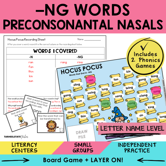 -NG Words Preconsonantal Nasals Sort 54 Letter Name Games cover