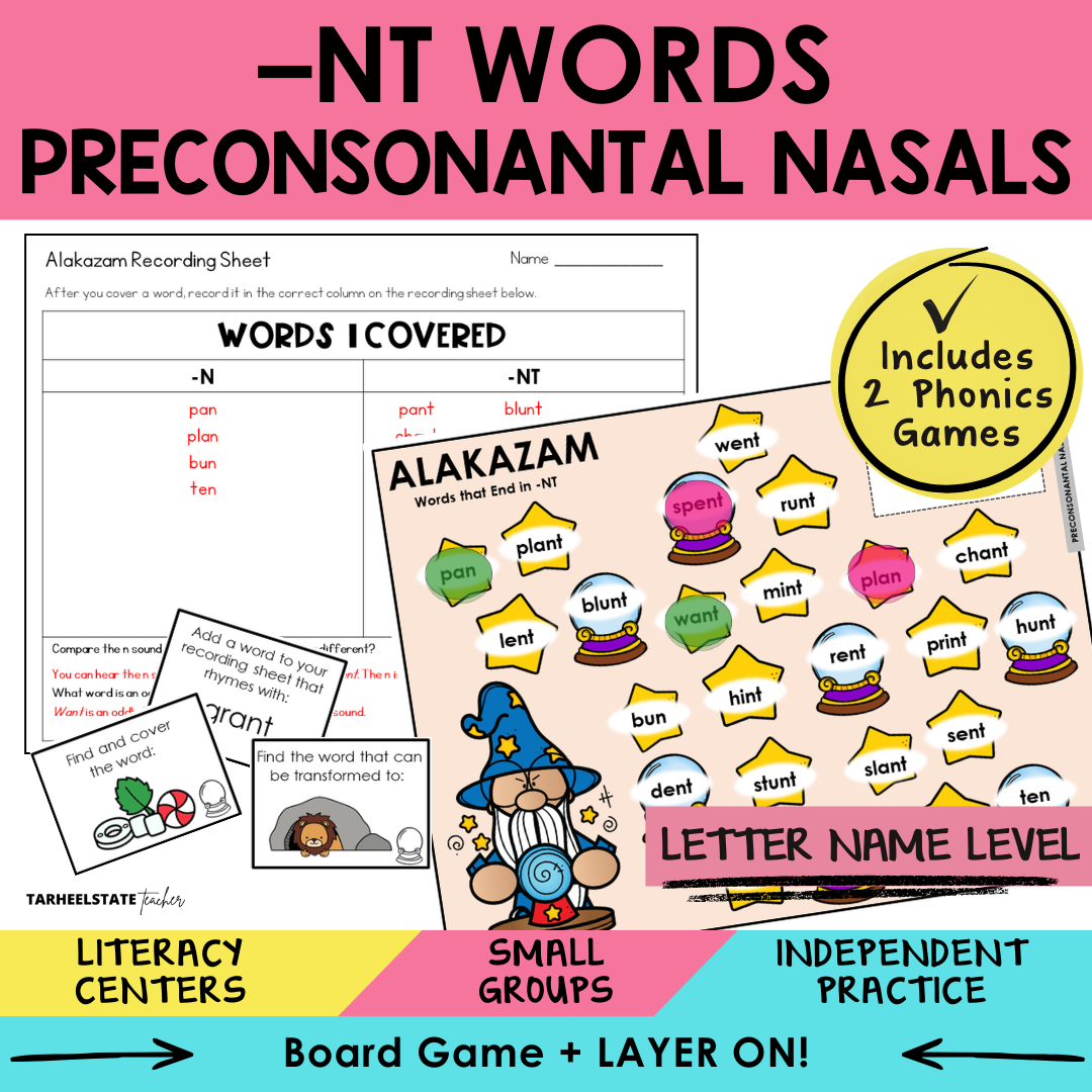 -NT Words Preconsonantal Nasals Sort 56 Letter Name Games cover