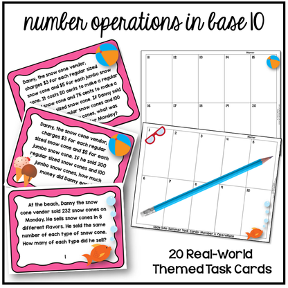 4th Grade Math Review Test Prep Task Cards Bundle Print and Google Slides