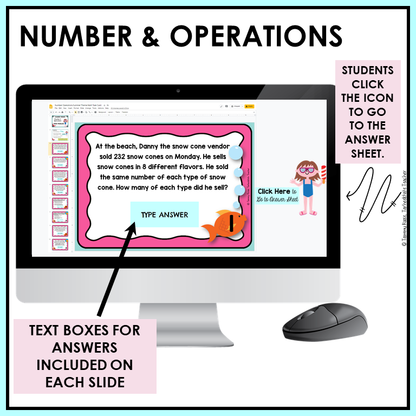 4th Grade Math Review Test Prep Task Cards Bundle Print and Google Slides