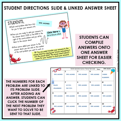 4th Grade Math Review Test Prep Task Cards Bundle Print and Google Slides