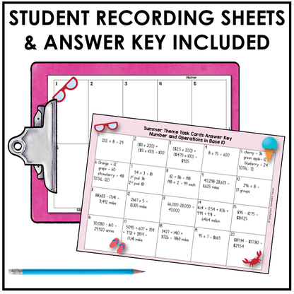 4th Grade Math Review Test Prep Task Cards Bundle Print and Google Slides