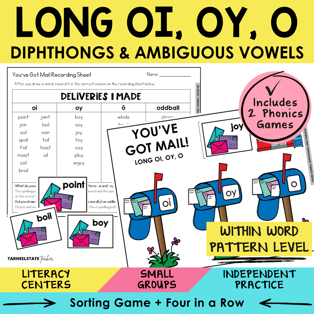 OI, OY, Long O Diphthongs & Ambiguous Vowels Sort 35 Within Word Pattern Games cover