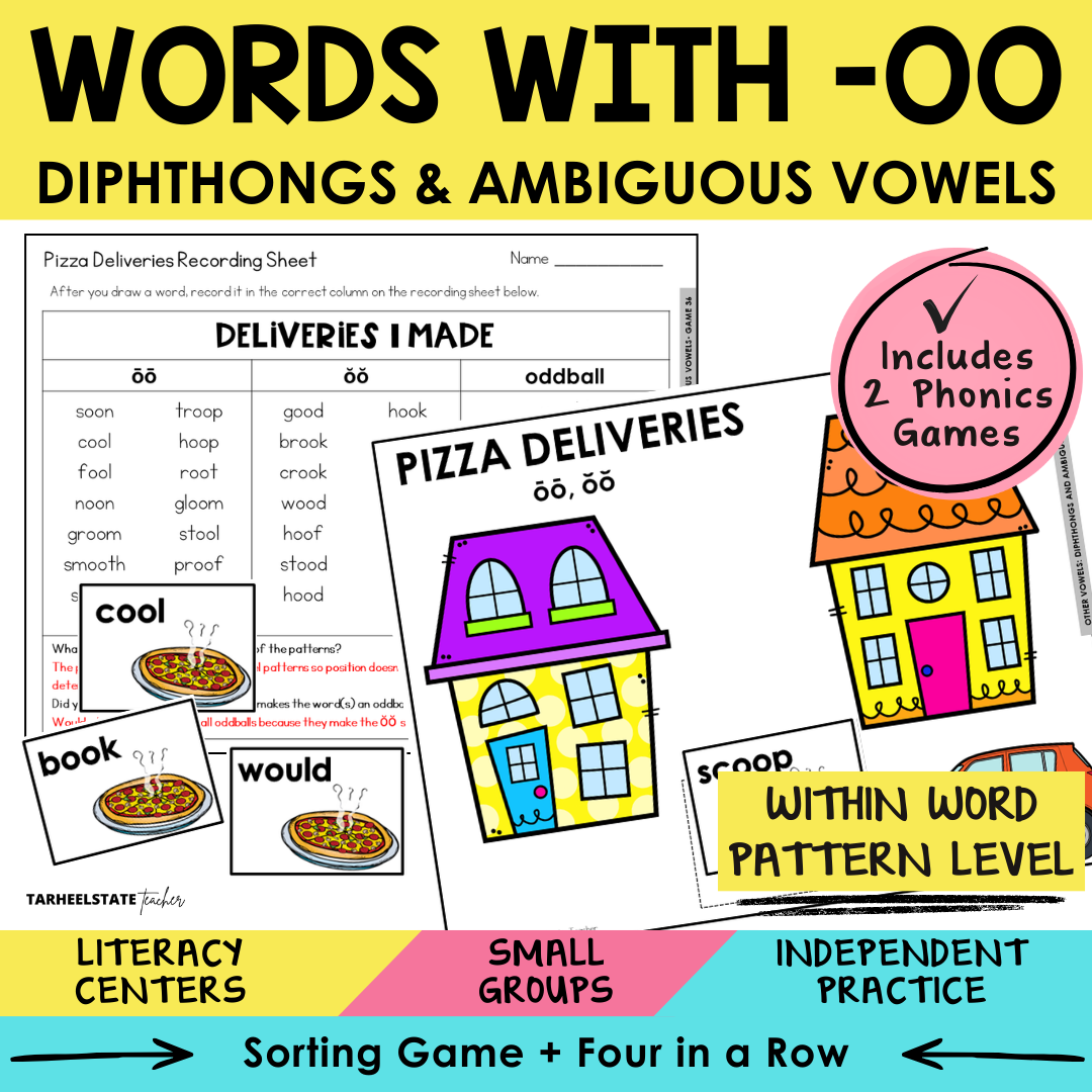 Words with OO Diphthongs & Ambiguous Vowels Sort 36 Within Word Pattern Games cover