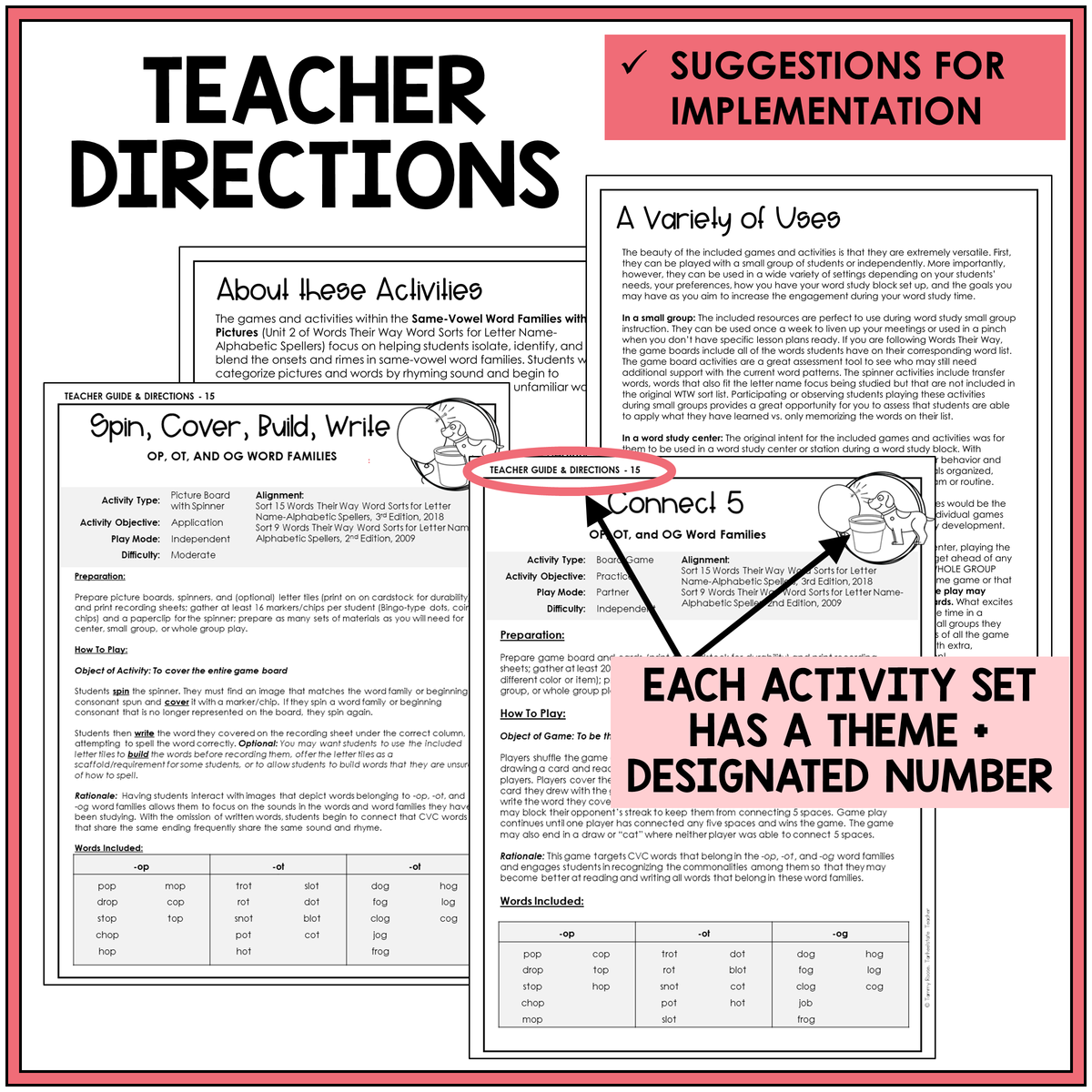 Teacher directions and ideas for extending the picture boards