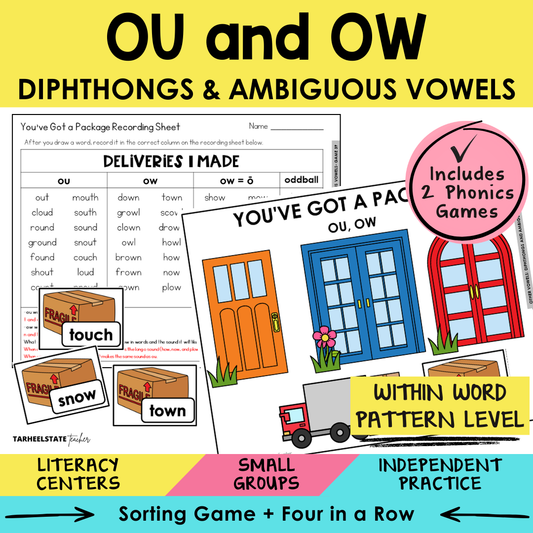 OU and OW Diphthongs & Ambiguous Vowels Sort 39 Within Word Pattern Games cover