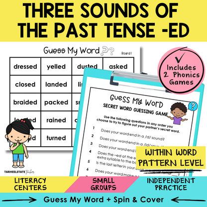 Three Sounds of the Past Tense -ED Sort 58 Within Word Pattern Games cover