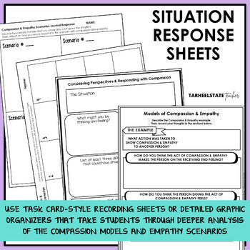 Perspective taking scenario cards with relatable social situations for students to analyze