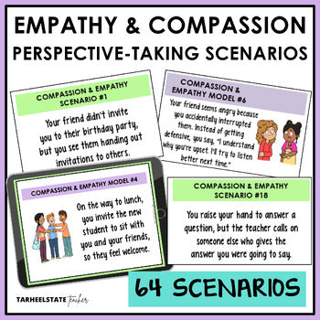 Perspective taking scenario cards and compassion and empathy activities for grades 3-6