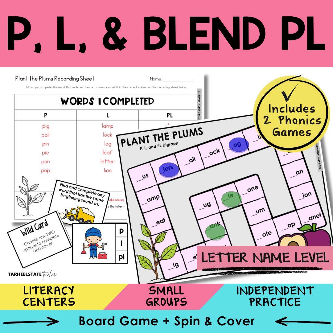 P, L, & Blend PL Sort 27 Letter Name Games cover