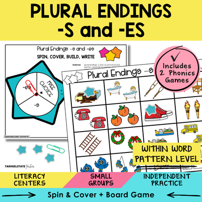 Plural Endings -S and -ES Sort 57 Within Word Pattern Games cover