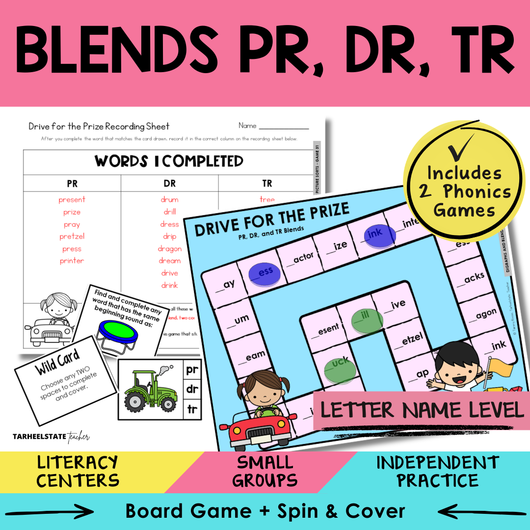 Blends PR, DR, TR Sort 31 Letter Name Games cover