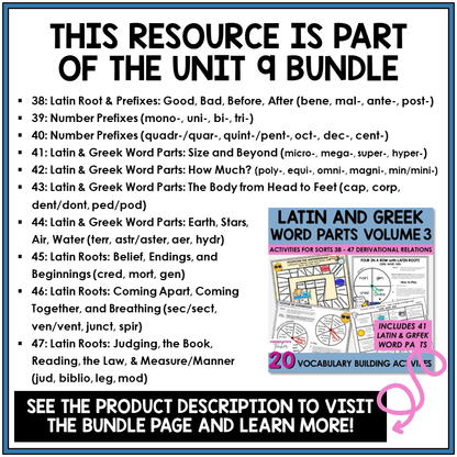 Derivational Relations Unit 9 bundle contents