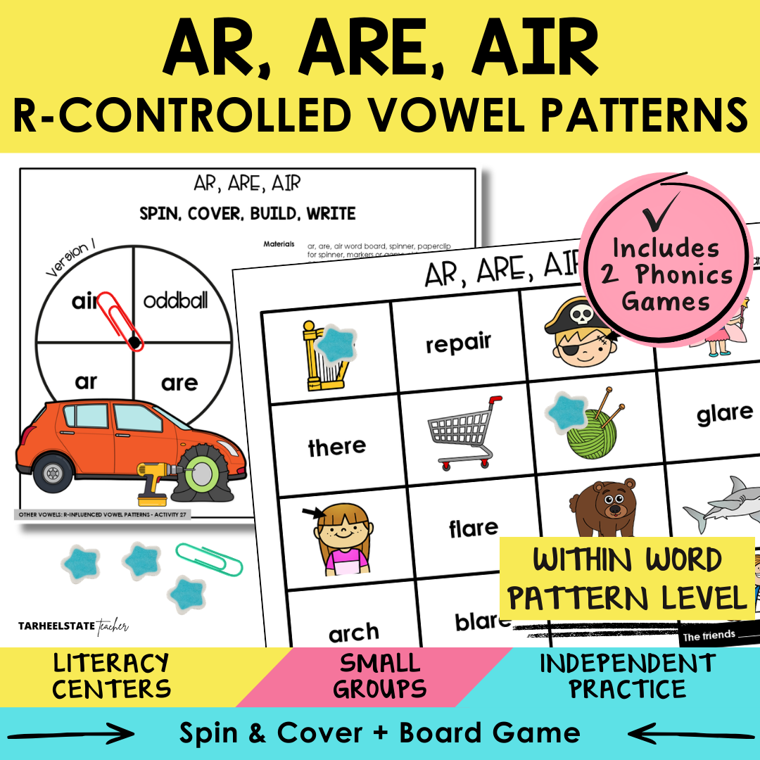 AR, ARE, AIR R-Controlled Vowel Patterns Sort 27 Within Word Pattern Games cover