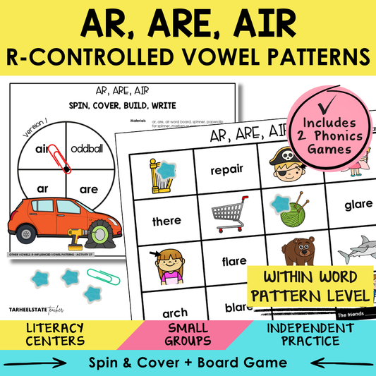 AR, ARE, AIR R-Controlled Vowel Patterns Sort 27 Within Word Pattern Games cover