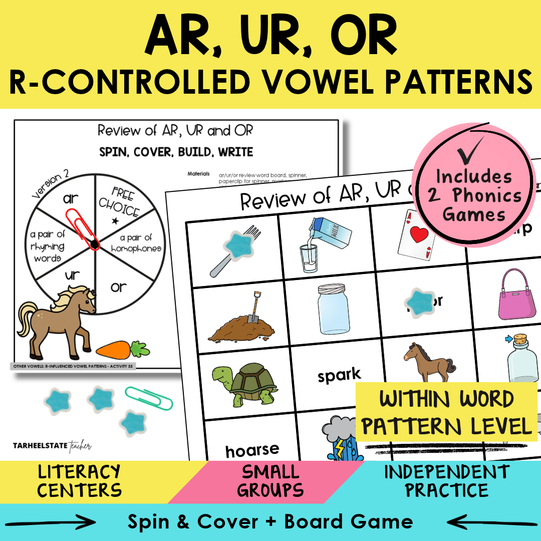 AR, UR, OR Review R-Controlled Vowel Patterns Sort 33 Within Word Pattern Games cover