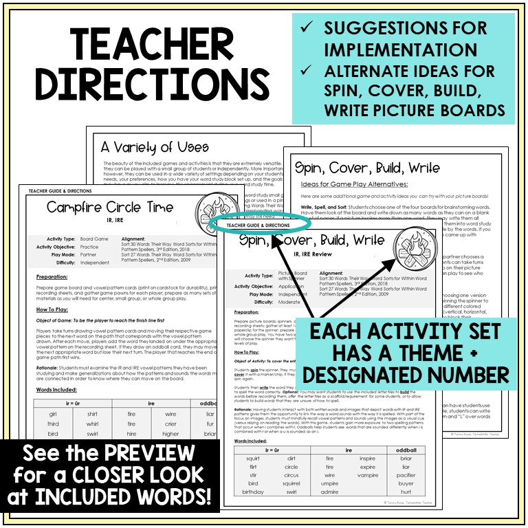 Teacher directions for IR and IRE games