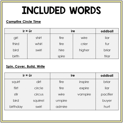 Word list for IR and IRE games, Sort 30
