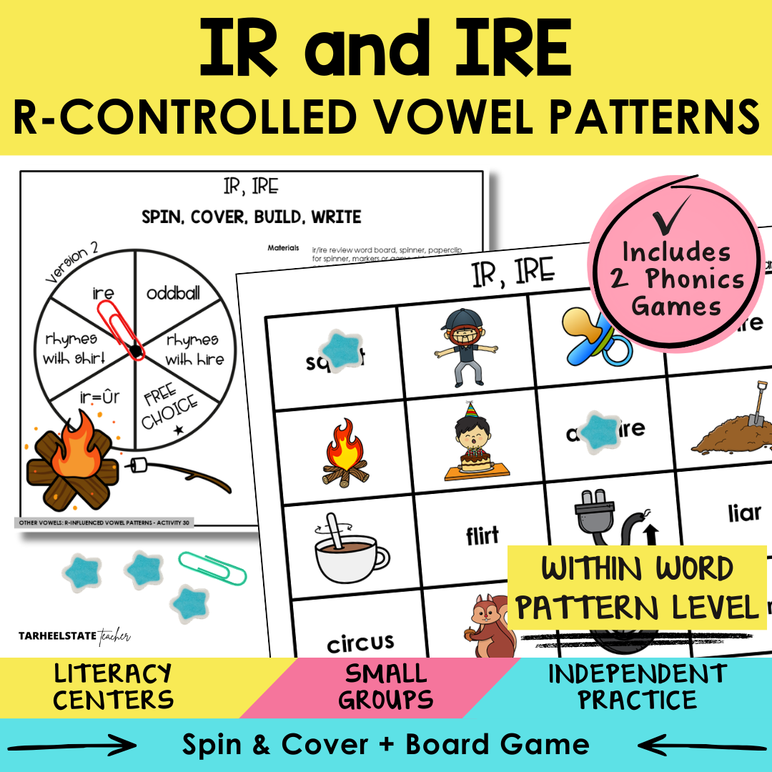 IR and IRE R-Controlled Vowel Patterns Sort 30 Within Word Pattern Games cover