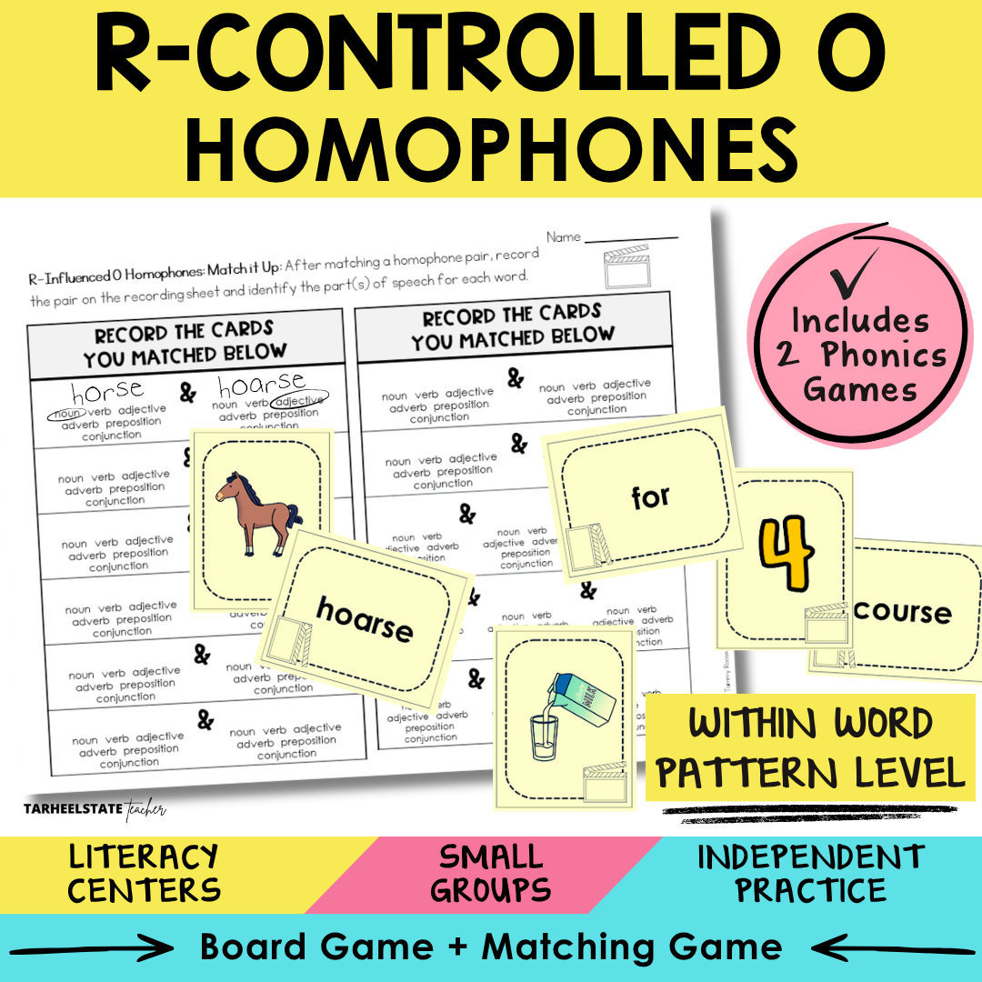 R-Controlled O Homophones Sort 53 Within Word Pattern Games cover